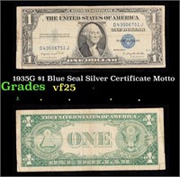 1935G $1 Blue Seal Silver Certificate Grades vf+ M