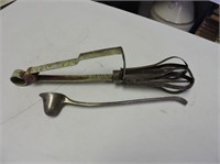 Antique candle snuffer & hand mixer