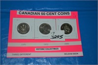 CANADIAN .50 CENT COINS - 1973, 1983 & 1999