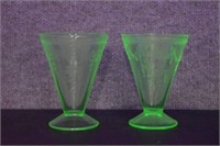 2 Jeannette Uranium Glass Tumblers