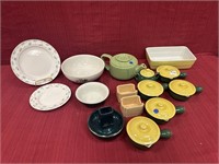 Hall China Mixed Lot and : 5 Green/Yellow 4 1/2