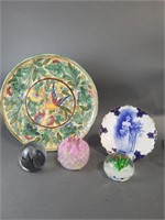 Vintage Charger, Plate, Bowl, & Paperweights