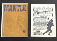 23K Gold Mickey Mantle Card w/ COA