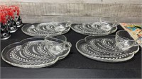 4 Vintage Federal Glass Snack Sets