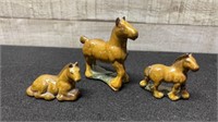3 Vintage 1970's Wade Horse Figurines 3" & 2"