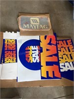 Vintage Maytag stickers and sale signs