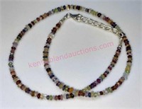 New multi-color glass bead necklace w/ ster. clasp