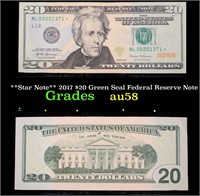 **Star Note** 2017 $20 Green Seal Federal Reserve