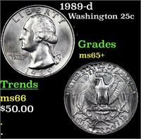 1989-d Washington Quarter 25c Grades GEM+ Unc