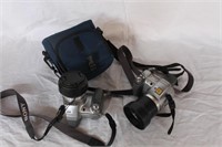 LOT OF TWO SONY DIGITAL CAMERAS & CASE