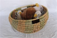 WICKER BASKET WITH AMERICAN EAGLE STUFFED ANIMALS