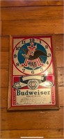 Vintage Budweiser Bar Clock  21" x 13"