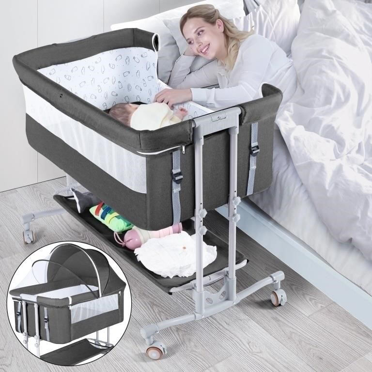 E6104  Baby Bassinet Bedside Sleeper - Dark Grey