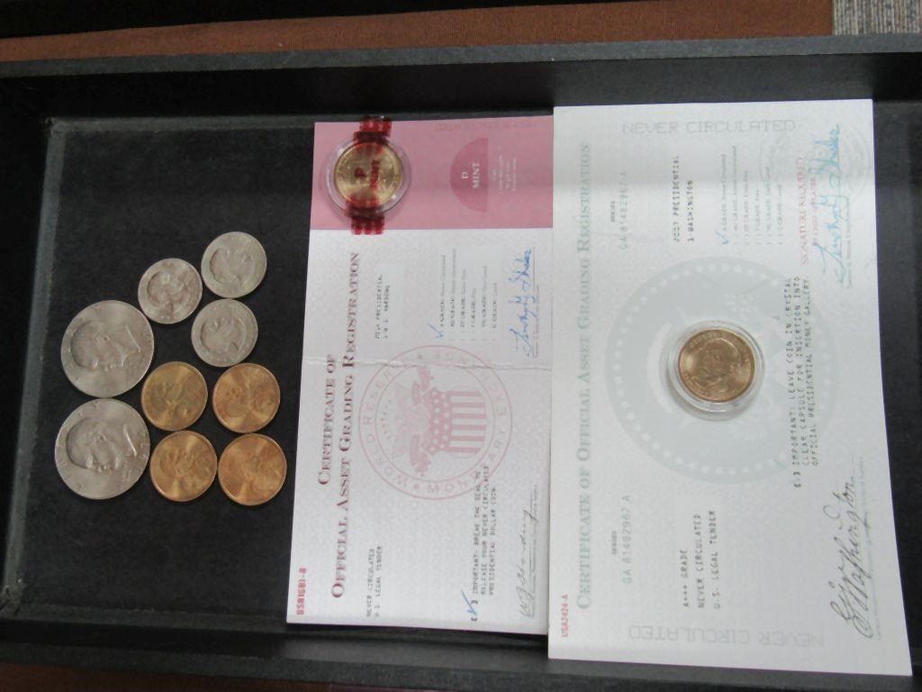 Assorted dollar coins