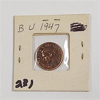 1947 .01 cent MS64, A Bright red in color