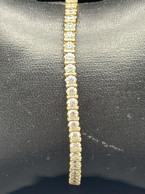 14 kt Gold w/ CZ Tennis Bracelet, TW 9.4g