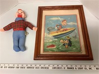 Howdy Doody Doll and framed puzzle
