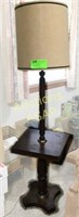 Wooden Floor Lamp and End Table Combination