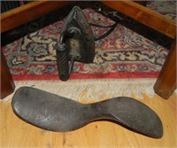 Cast Iron Lot:  Sad Iron and Cobblers Shoe Form