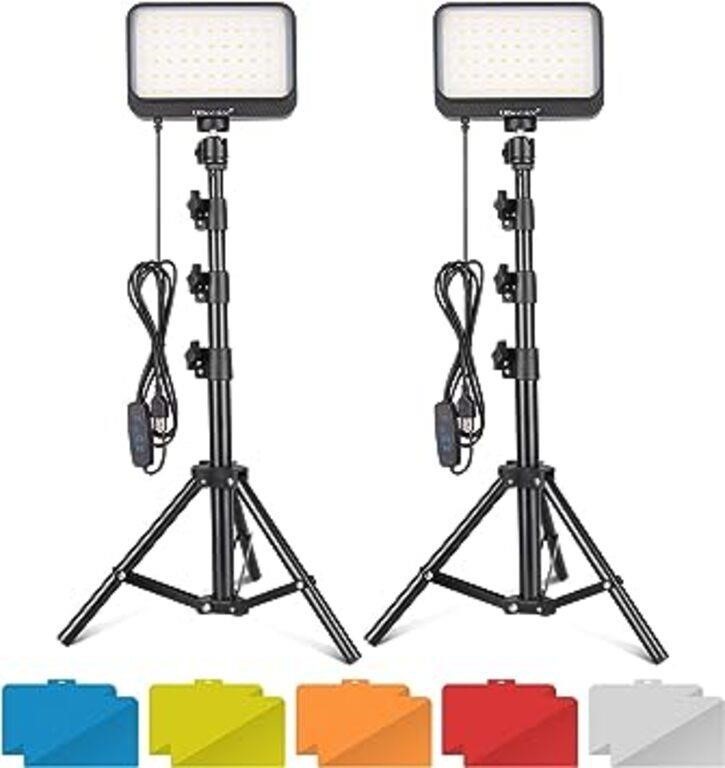 (N) UBeesize LED Video Light Kit, 2Pcs Dimmable Co