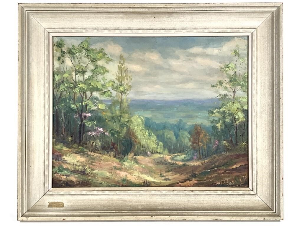 Harold Buck Indiana Landscape Framed Oil Painting