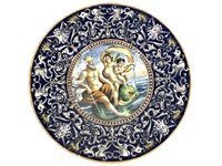 Rare 16" Italian Majolica Platter Poseidon