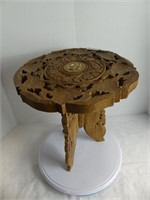 CARVED WOODEN FOLDING SIDE TABLE