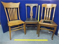 3 antique oak chairs - early 1900's era