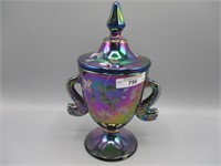 Fenton purple Carnival HP Double Dolphin candy