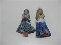 Two Vtg Handmade Dolls Largest 8.5"