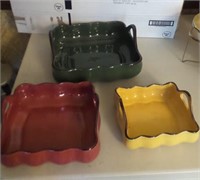 3pc Baking Casserole Pans, Multi-Color