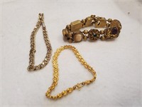 3pc Gold Tone Link Bracelets