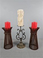 Lot Of Metal Candle Holders With Candles