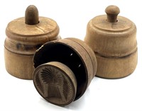 (3) Antique Wooden Butter Press Molds