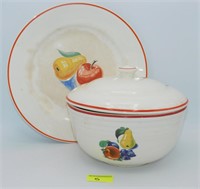 Harker Tae Pottery Fruit Themed Bowl & Plate