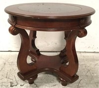 Traditional Inset Glass Top Mahogany Side Table