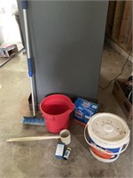 Pool brush, bucket, Clorox pool shock plus (new),