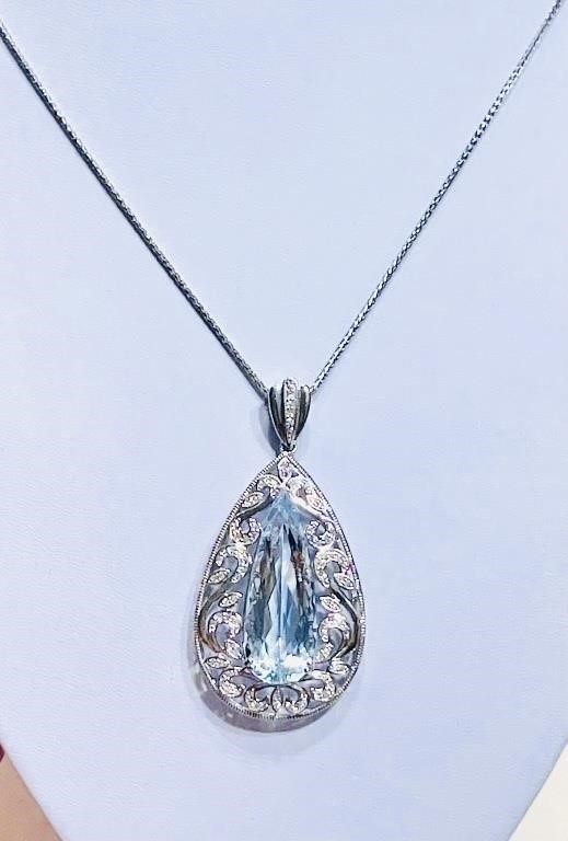 $19395 GIA Platinum 17.37cts Aquamarine Diamond