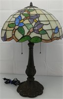 Beautiful stained glass lamp w/metal base 24"