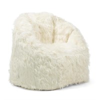 Big Joe Milano Bean Bag Chair, Ivory Shag Fur, Sof