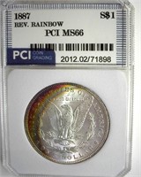 1887 Morgan MS66 Rev Rainbow LISTS $425