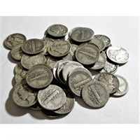 (50) Mercury Dimes -90% Silver Mixed Dates