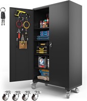 72\ Lockable Garage Cabinet  Black