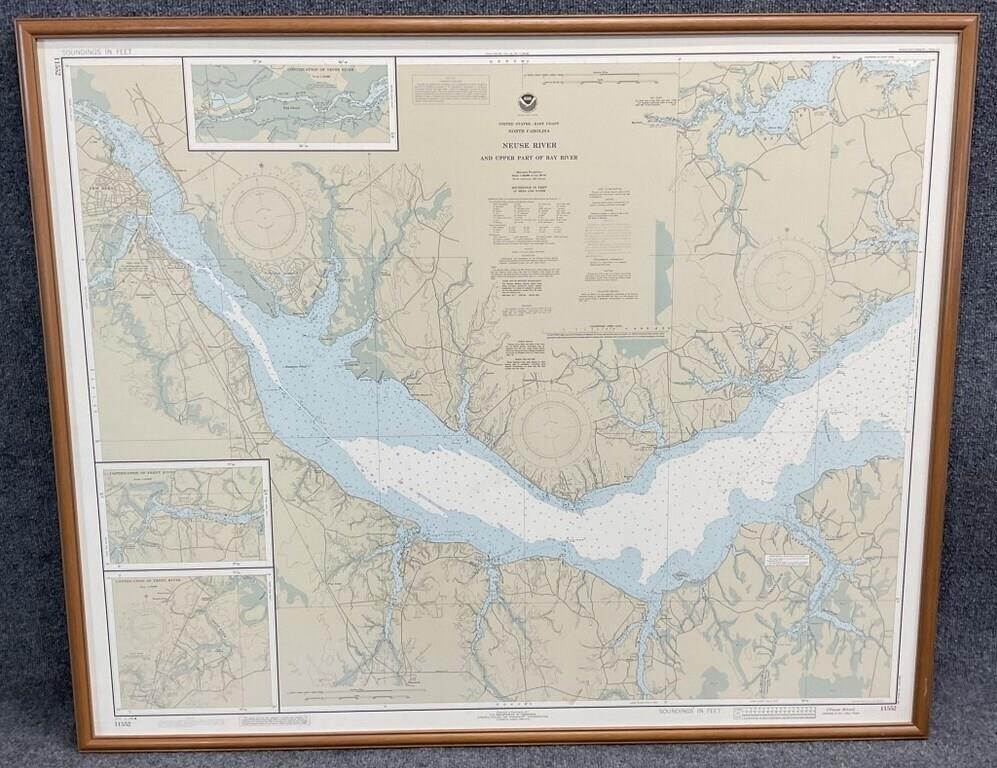 Large Neuse River Framed Map
