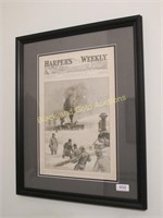 Framed Harpers Weekly Journal Cover, 1890