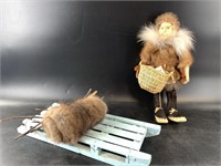 Natalie Smith handmade native doll with fur trim a