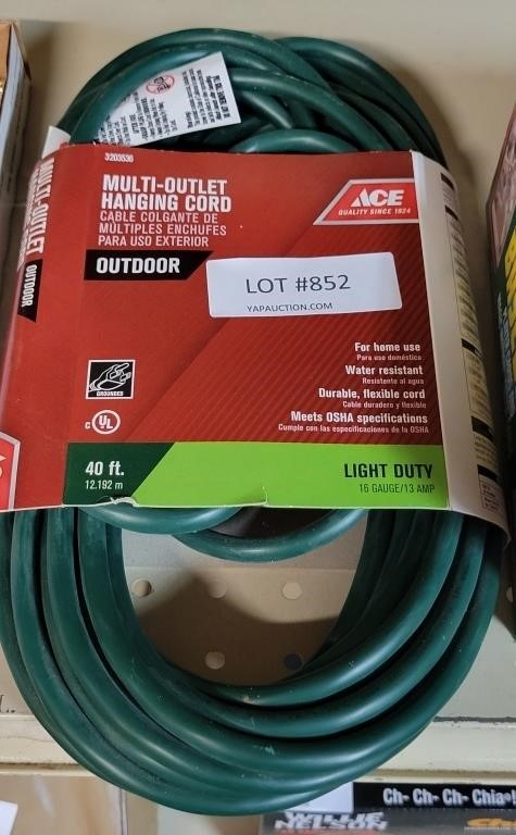 NEW MULTI-OUTLET 40 FT.  HANGING CORD