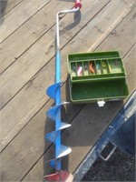 Ice Auger and tackle box