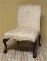 Chippendale Style Upholstered Slipper Chair.