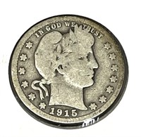 1915 Barber Quarter Dollar